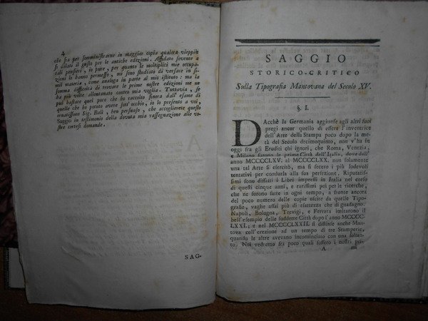Saggio Storico-Critico sulla Tipografia Mantovana Del Secolo XV