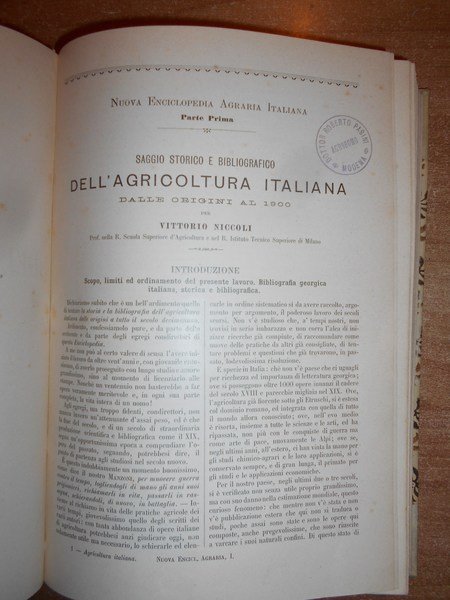 Saggio Storico e bibliografico Dell' Agricoltura Italiana dalle origini al …