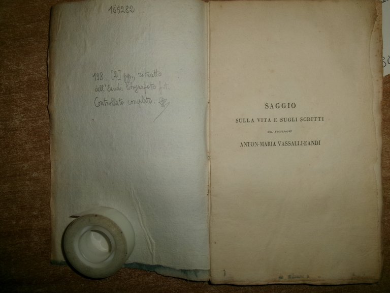 Saggio sulla vita e gli scritti del Professore Anton-Maria Vassalli …