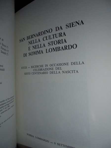 San Bernardino Da Siena nella cultura e nella storia di …