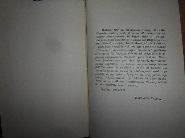 (Sardegna) BIBLIOGRAFIA SARDA sotto gli auspici della R. Università degli …