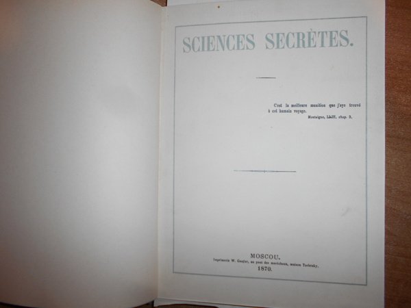 SCIENCES Secrètes. Bibliothèque Ouvaroff