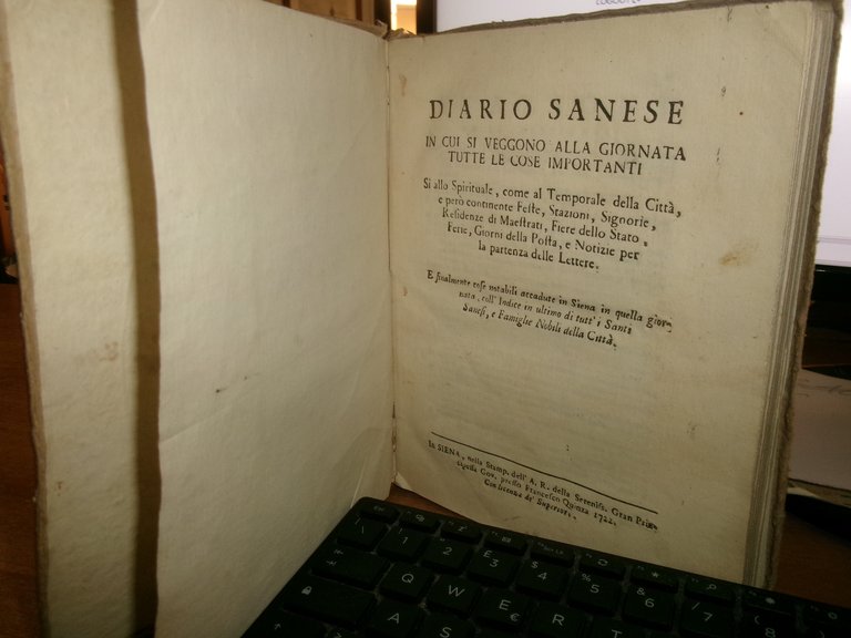 (Siena)Diario Sanese in cui si veggono alla giornata tutte...GIGLI Girolamo …