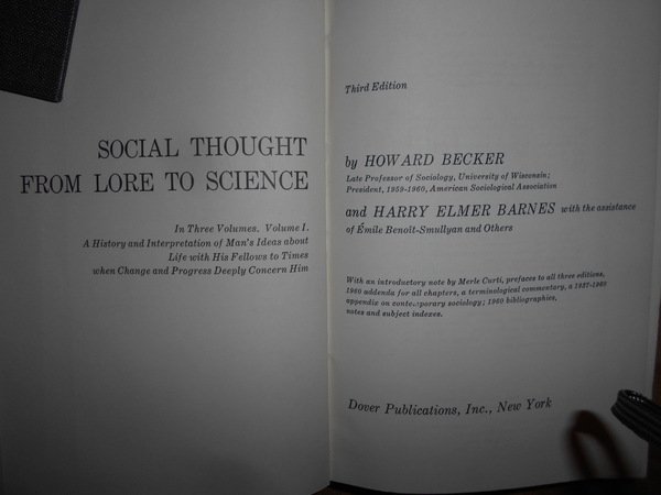 SOCIAL THOUGHT FROM LORE TO SCIENCE