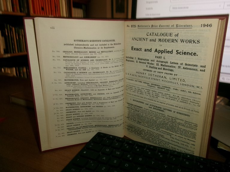 SOTHERAN'S. Bibliotheca CHEMICO-MATHEMATICA catalogue of works...THIRD SUPPLEMENT