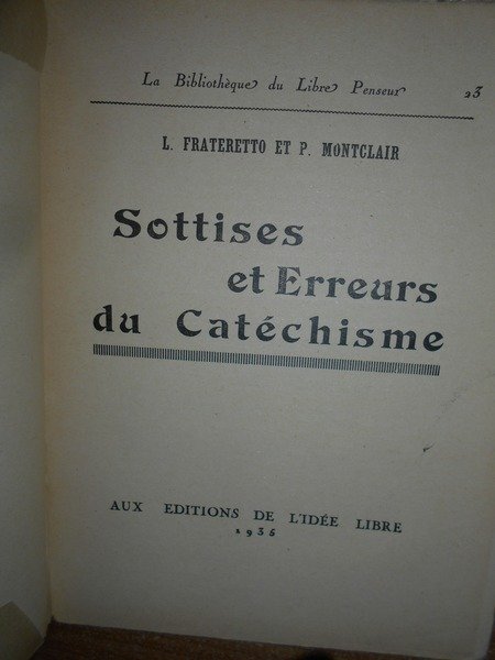 Sottises et Erreurs du Catéchisme