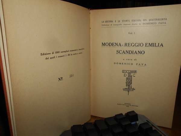 Stampa Italiana nel Quattrocento. MODENA, REGGIO EMILIA, SCANDIANO