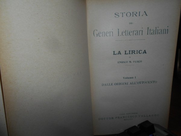 STORIA DEI GENERI LETTERARI ITALIANI. LA LIRICA