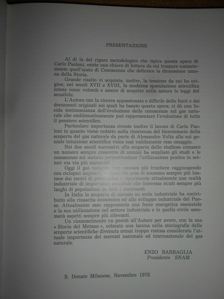 STORIA DEL METANO. Studio per la ricorrenza del 2° centenario …