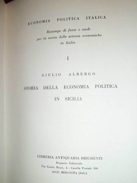 STORIA DELL' ECONOMIA POLITICA IN SICILA
