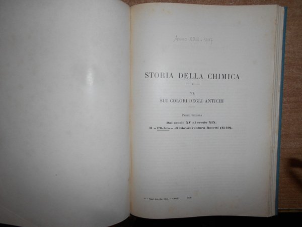 STORIA DELLA CHIMICA. ICILIO GUARESCHI