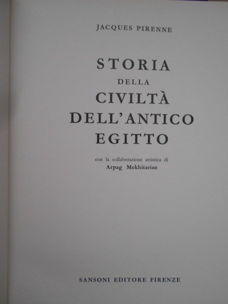 Storia della Civiltà dell' Antico Egitto