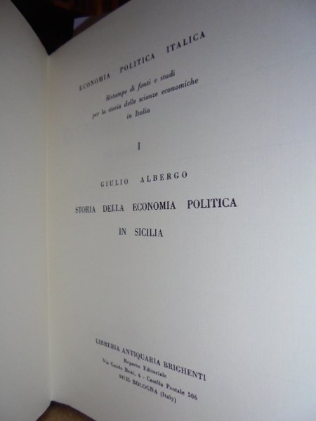 Storia della Economia Politica in Sicilia di Giulio Albergo