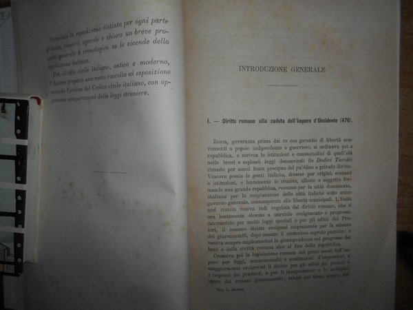 Storia della legislazione italiana. I. Roma e Stato romano