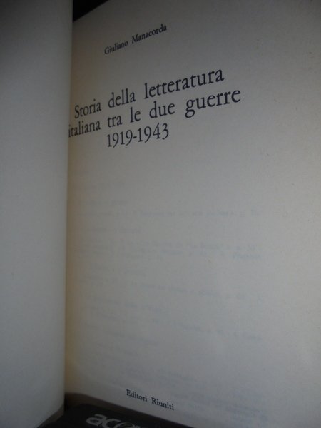 Storia della letteratura italiana tra le due guerre 1919-1943
