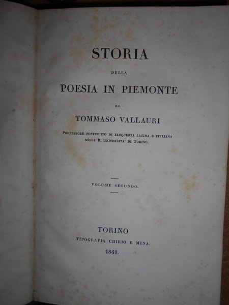 STORIA della Poesia in Piemonte di Tommaso Vallauri