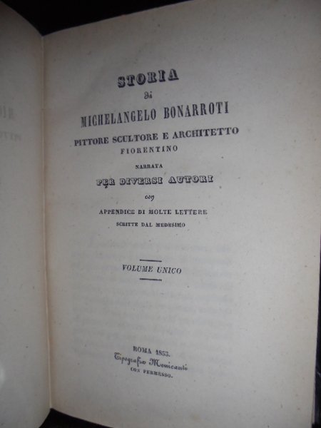 Storia di Michelangelo Bonarroti pittore scultore e architetto fiorentino