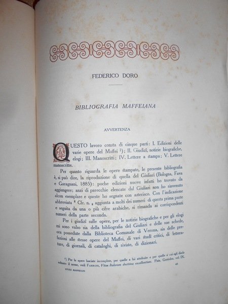 STUDI MAFFEIANI CON UNA MONOGRAFIA SULLE ORIGINI DEL LICEO Ginnasio …