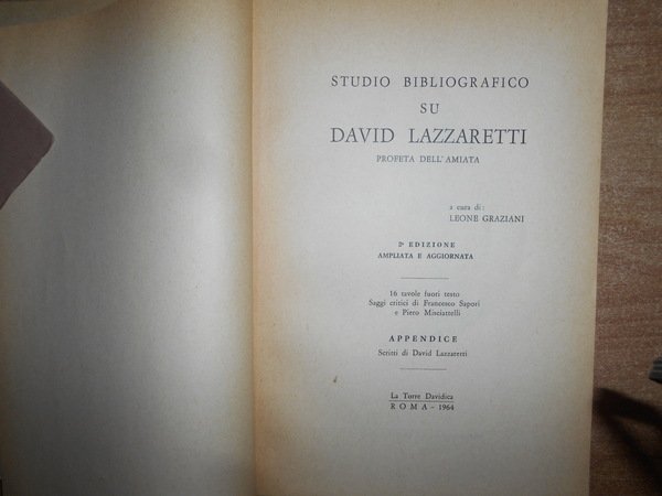 Studio Bibliografico su DAVID LAZZARETTI Profeta dell' Amiata