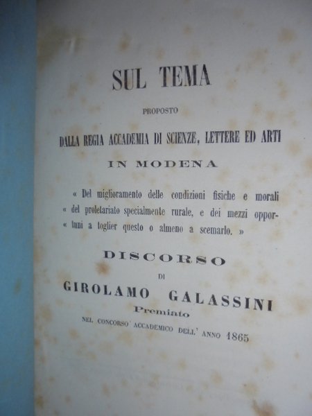 SUL TEMA proposto dalla Regia Accademia di Scienze, Lettere ed …