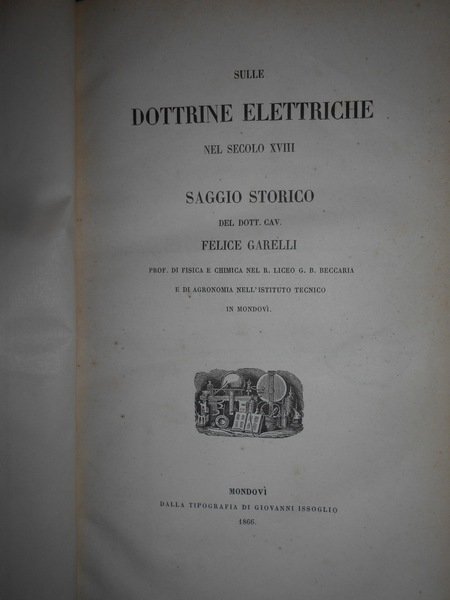 Sulle Dottrine Elettriche nel Secolo XVIII saggio storico