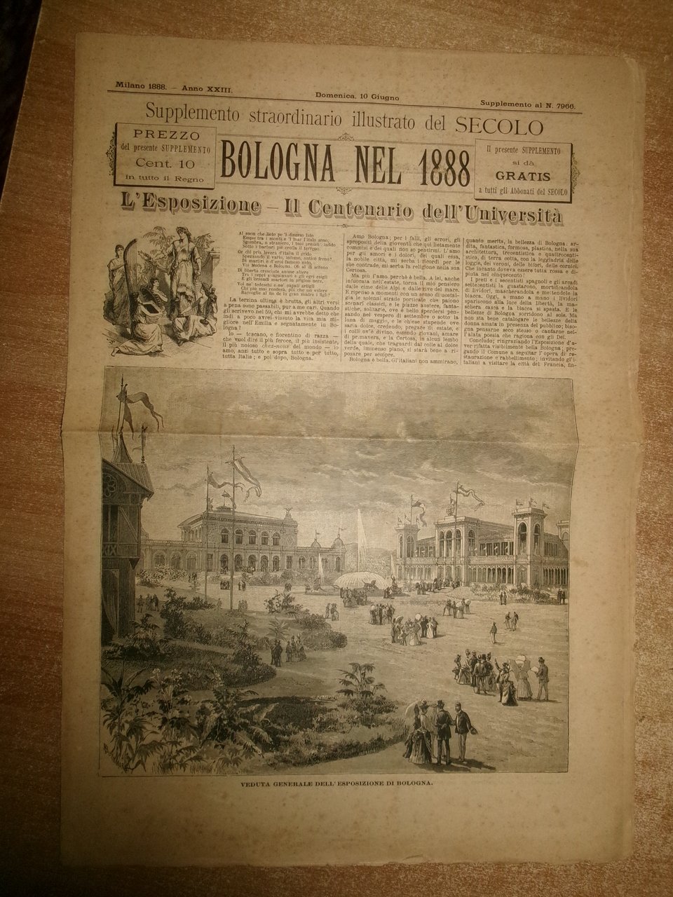 Supplemento straordinario illustrato del SECOLO. BOLOGNA NEL 1888 l' Esposizione | Immagine principale