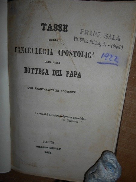 TASSE della Cancelleria Apostolica ossia della Bottega del Papa con …