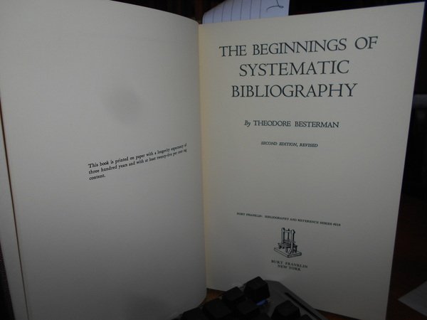 The Beginnings of Systematic Bibliography