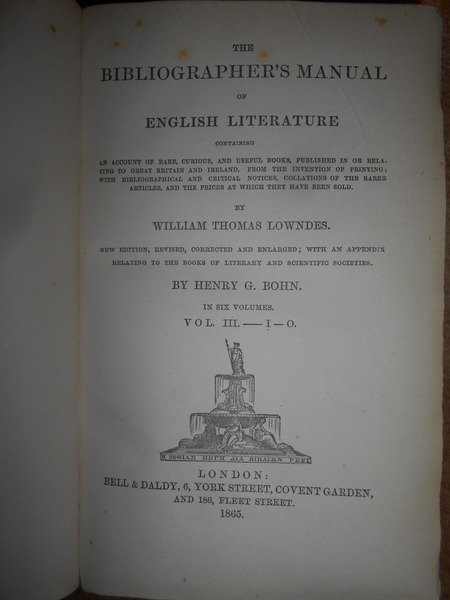 The Bibliographer's Manual of English Literature