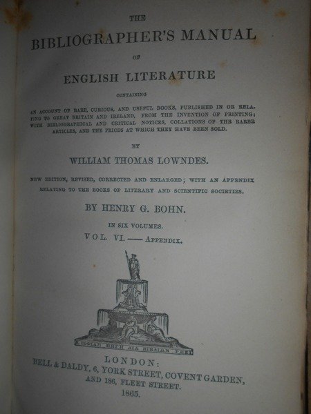 The Bibliographer's Manual of English Literature