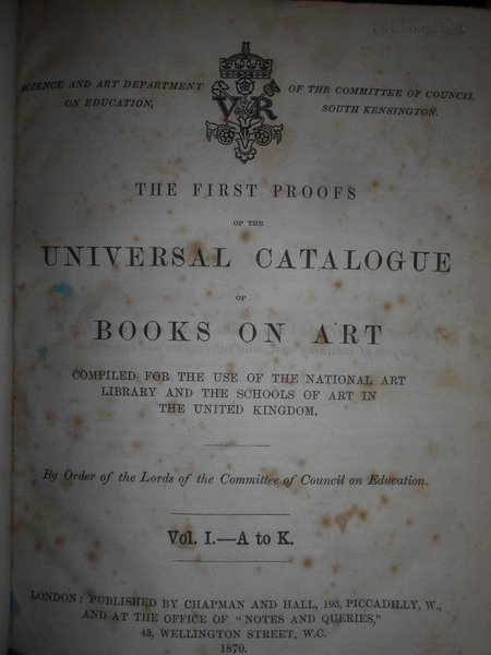 The First Proofs o the UNIVERSAL CATALOGUE of Books on …
