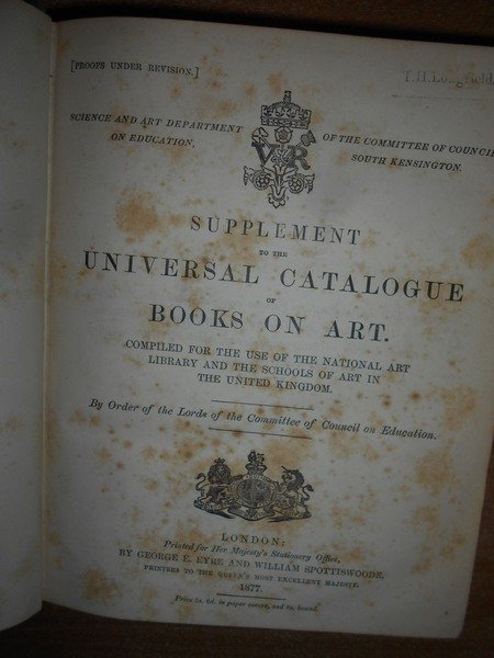 The First Proofs o the UNIVERSAL CATALOGUE of Books on …