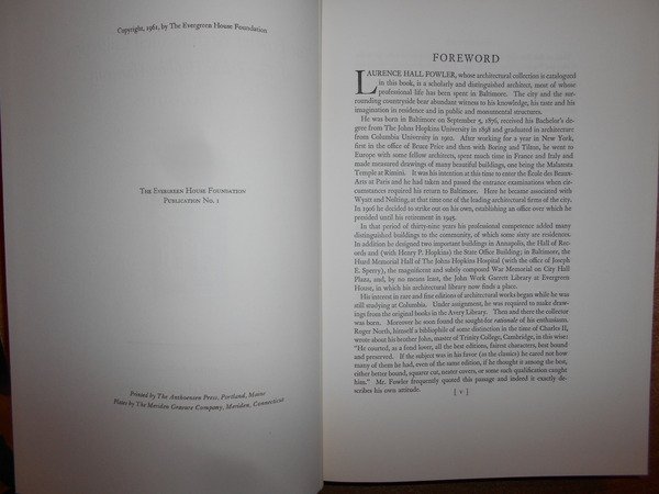 THE FOWLER ARCHITECTURAL COLLECTION of THE JOHNS HOPKINS Catalogue