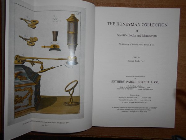 THE HONEYMAN COLLECTION OF SCIENTIFIC BOOKS AND MANUSCRIPTS. PART I-VII., …