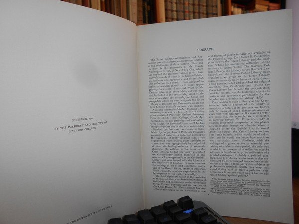 The KRESS LIBRARY of BUSINNES and ECONOMICS. Catalogue.