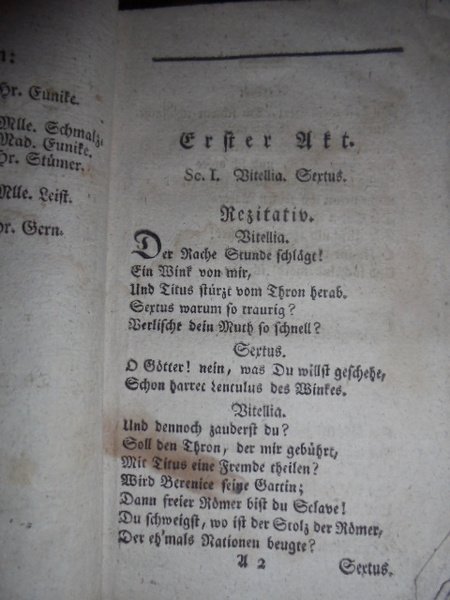 TITUS. Oper in zwei Aufzugen. Die Musik ist von Mozart