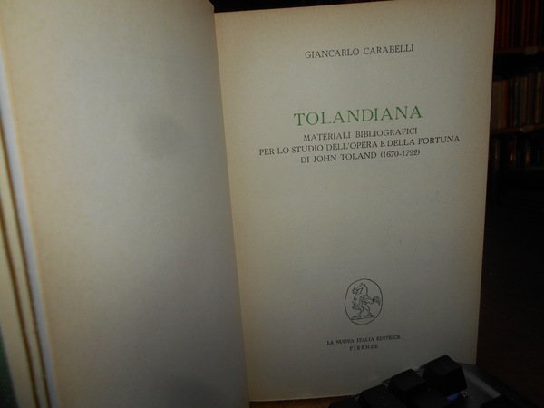 TOLANDIANA. Materiali Bibliografici per lo studio dell' Opera e della …