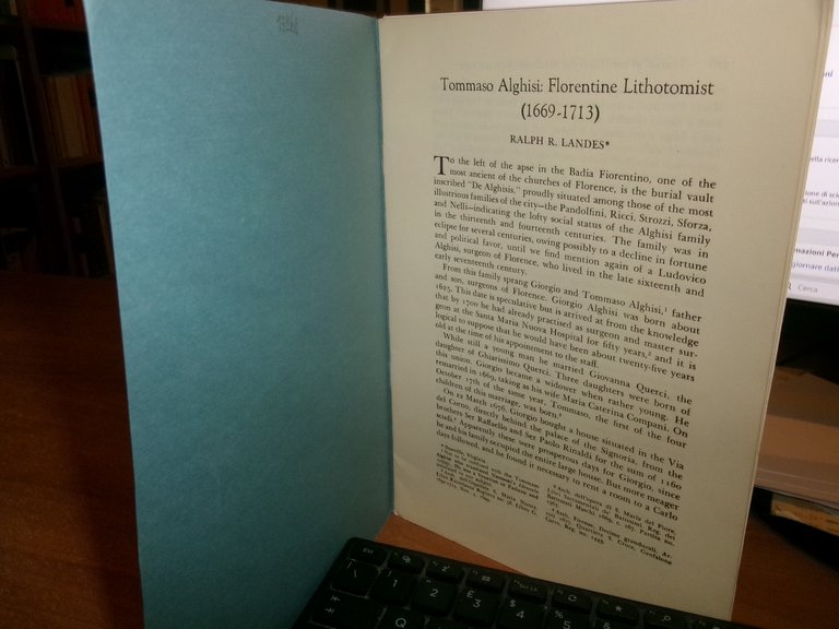 TOMMASO ALGHISI: Florentine Lithotomist (1669-1713) RALPH R. LANDES