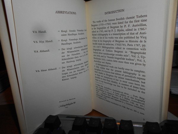Torbern Bergman: A Bibliography of His Works