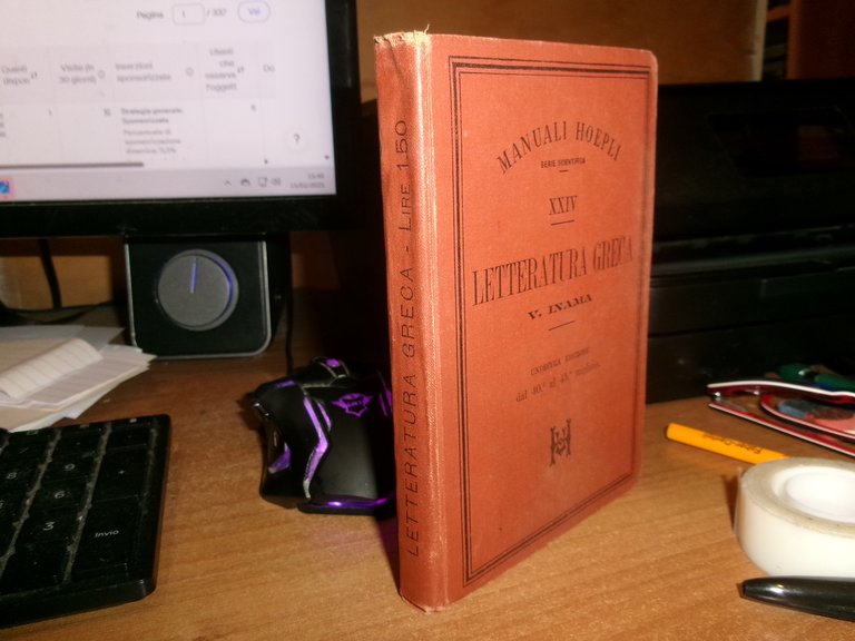 V. INAMA . Letteratura Greca Undecima Edizione - Hoepli 1896