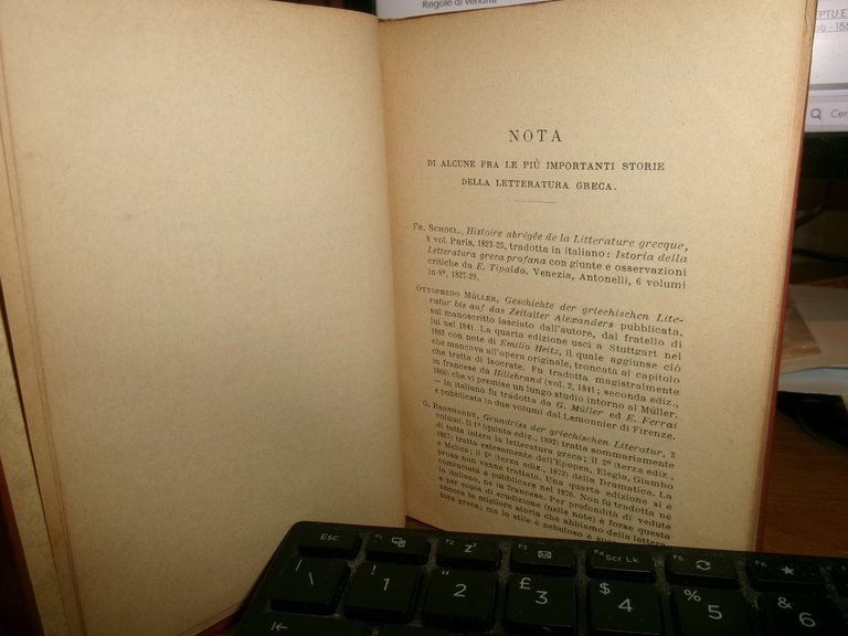 V. INAMA . Letteratura Greca Undecima Edizione - Hoepli 1896