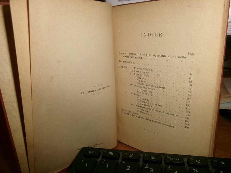 V. INAMA . Letteratura Greca Undecima Edizione - Hoepli 1896