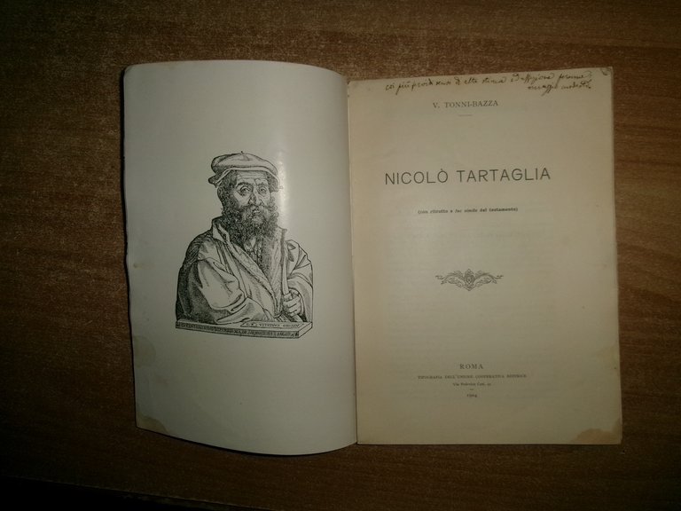 V. TONNI-BAZZA. Nicolò Tartaglia (con ritratto e fac simile del …