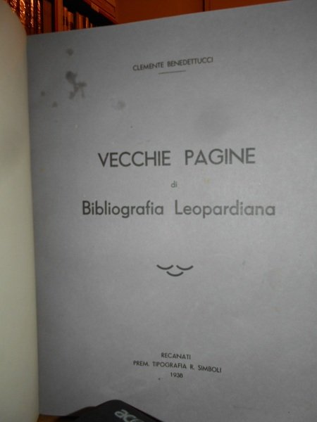 VECCHIE PAGINE di Bibliografia Leopardiana