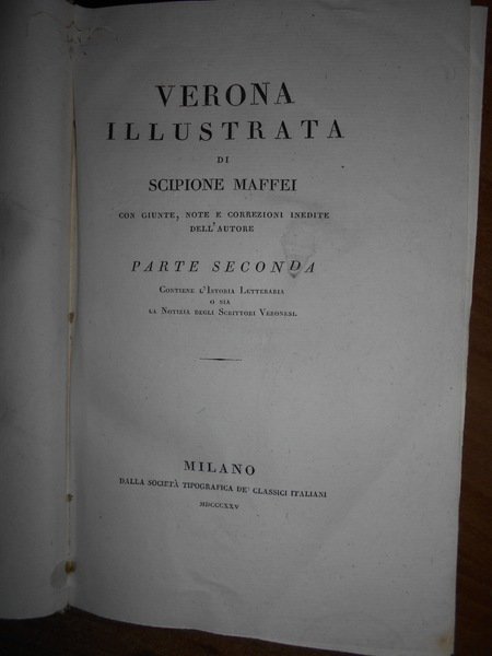 (Verona) Notizia degli Scrittori Veronesi di Scipione Maffei