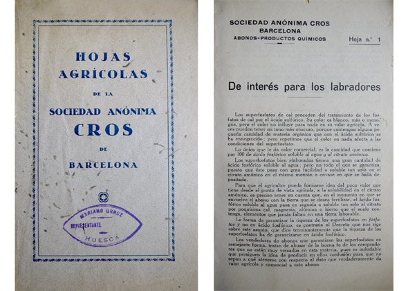 Agrícolas de la Sociedad Anónima Cros de Barcelona.