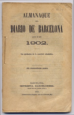 Almanaque del Diario de Barcelona para el año 1902.