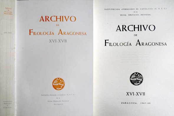 Archivo de Filología Aragonesa. XVI-XVII. Alwin Kuhn: Estudios sobre el …