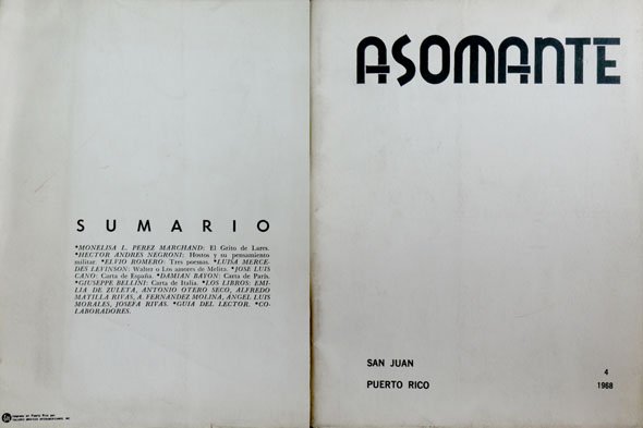 Asomante. Revista trimestral. Directora: Nilita Vientos Gastón. Número 4. 1968. …