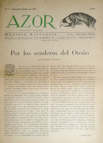 Azor. Tercer vuelo. Revista literaria. Director: Luys Santa Marina. Números …